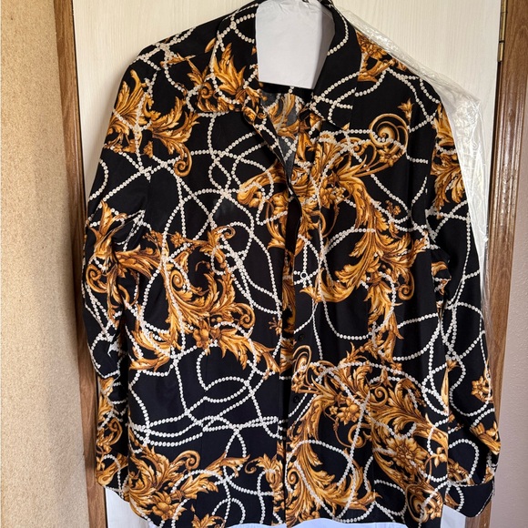 Chico's Tops - Chico's Black and Gold Patterned Shirt